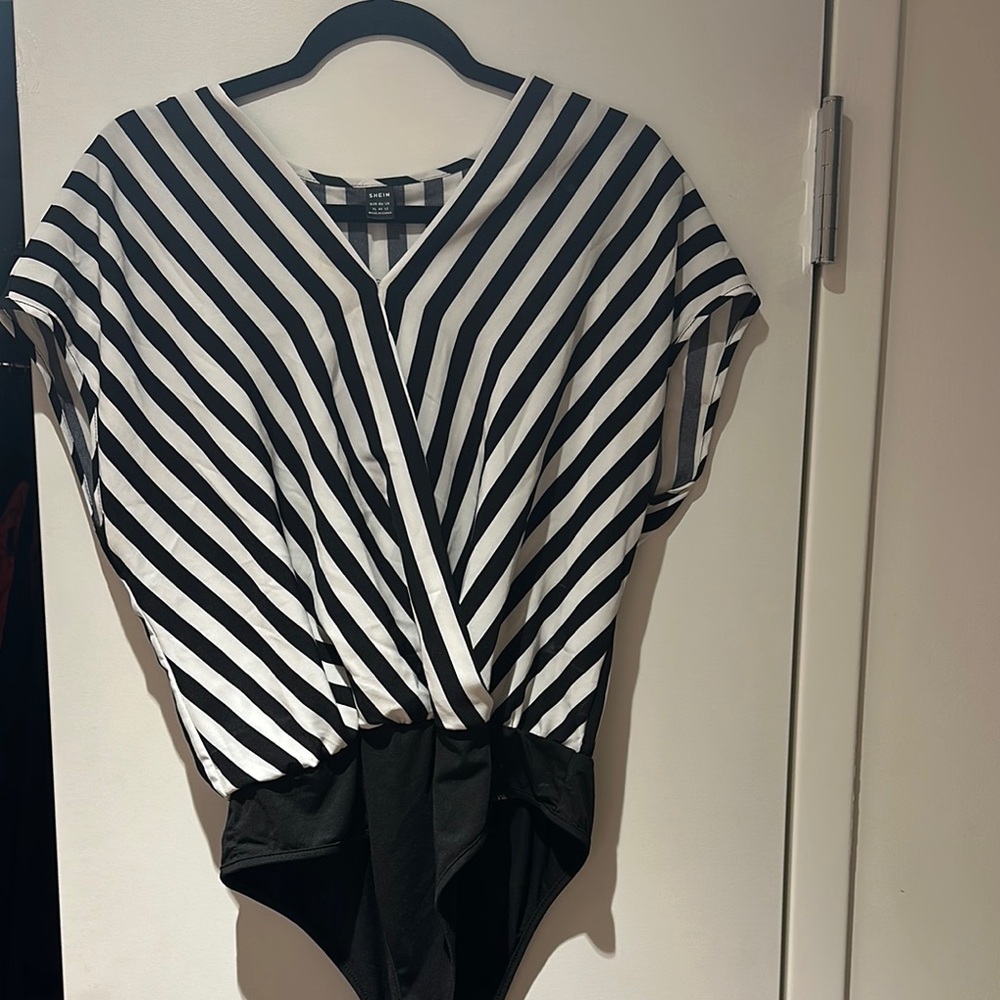 Black and White Striped Women's Top